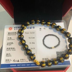 24K Black Mantra Piyao Bracelet 8MM
